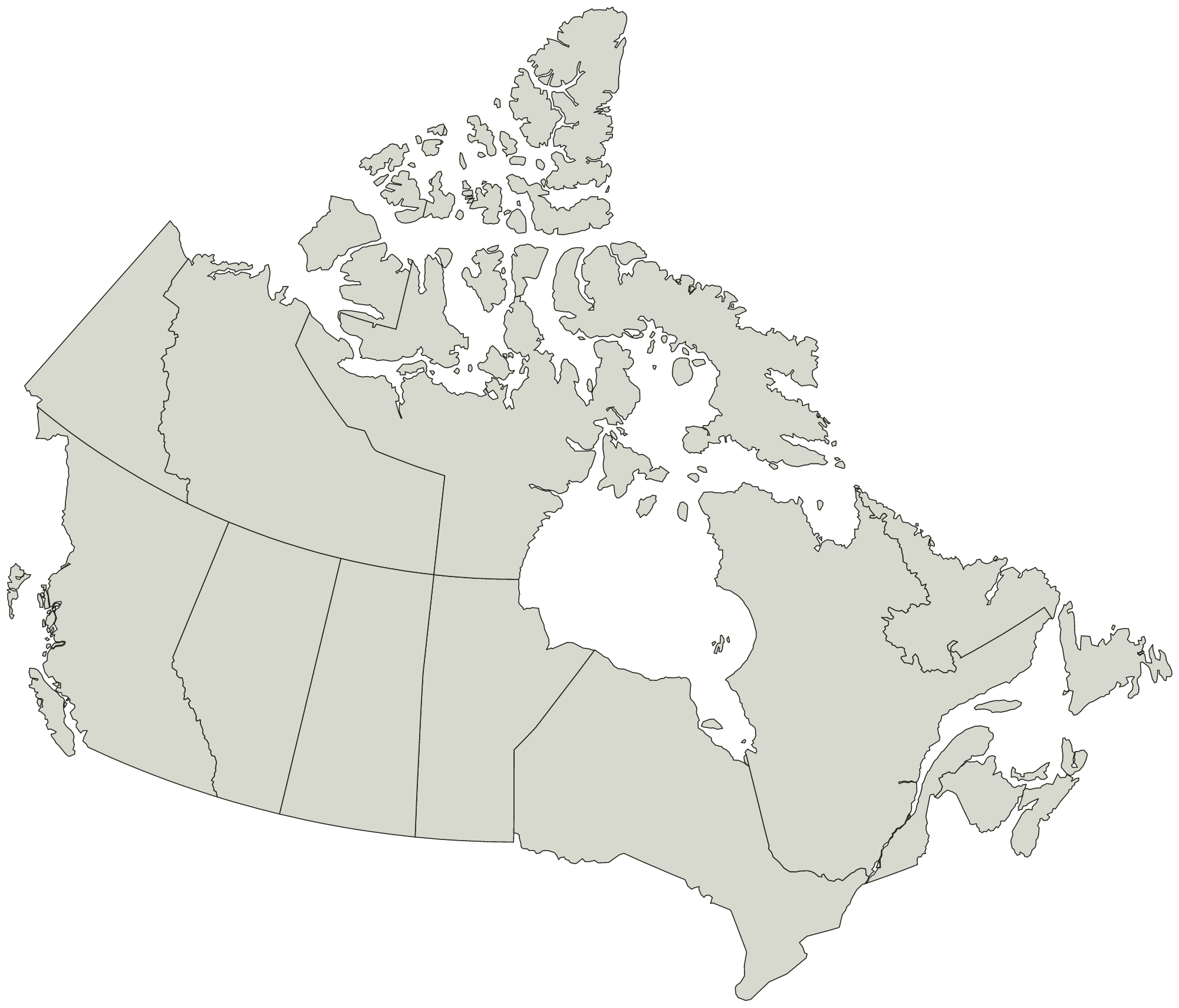 Map of Canadian provinces and territories
